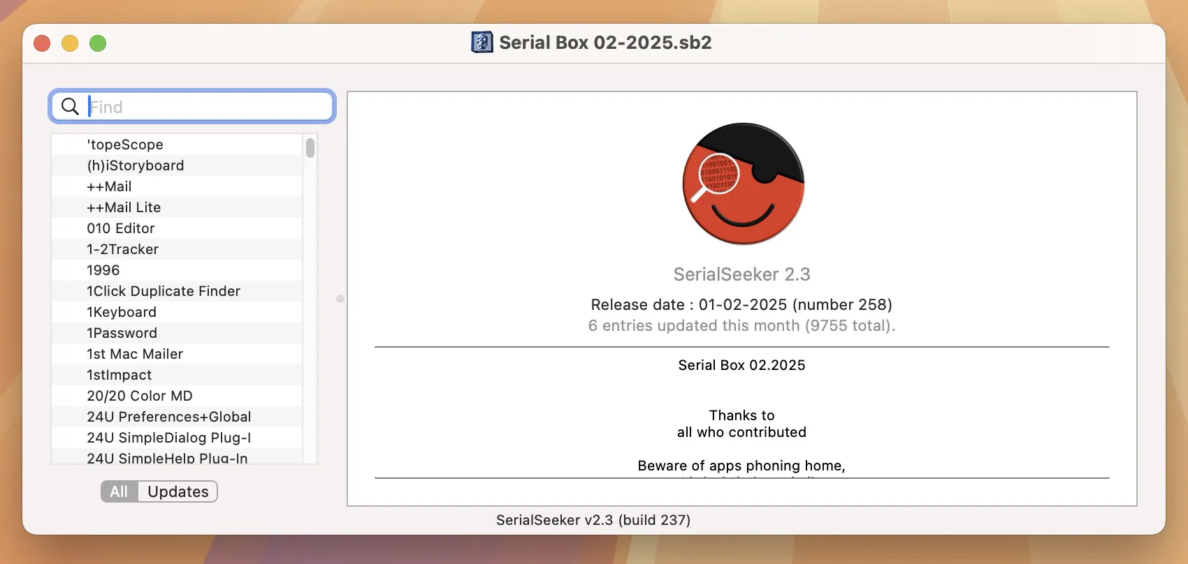 图片[1]破解版下载 | Serial Box & Serial Seeker 05.2025 超好用的macOS序列号查询工具破解版下载 | MacPJ - 最新Mac软件与游戏破解版资源下载