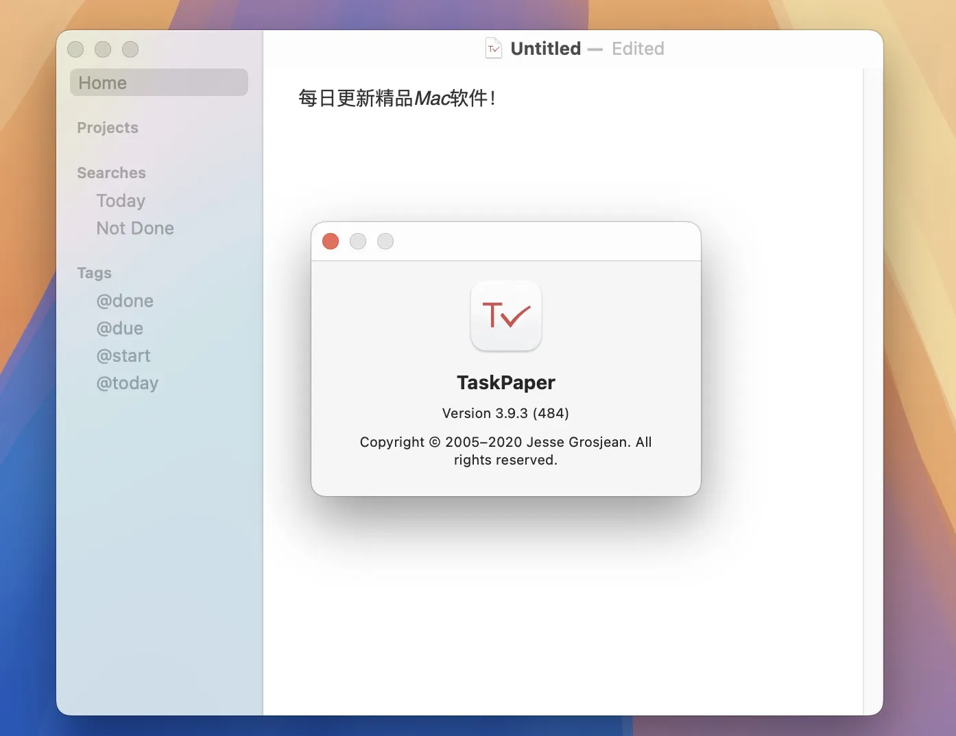 图片[1]破解版下载 | TaskPaper 3.9.3 任务管理工具破解版下载 | MacPJ - 最新Mac软件与游戏破解版资源下载