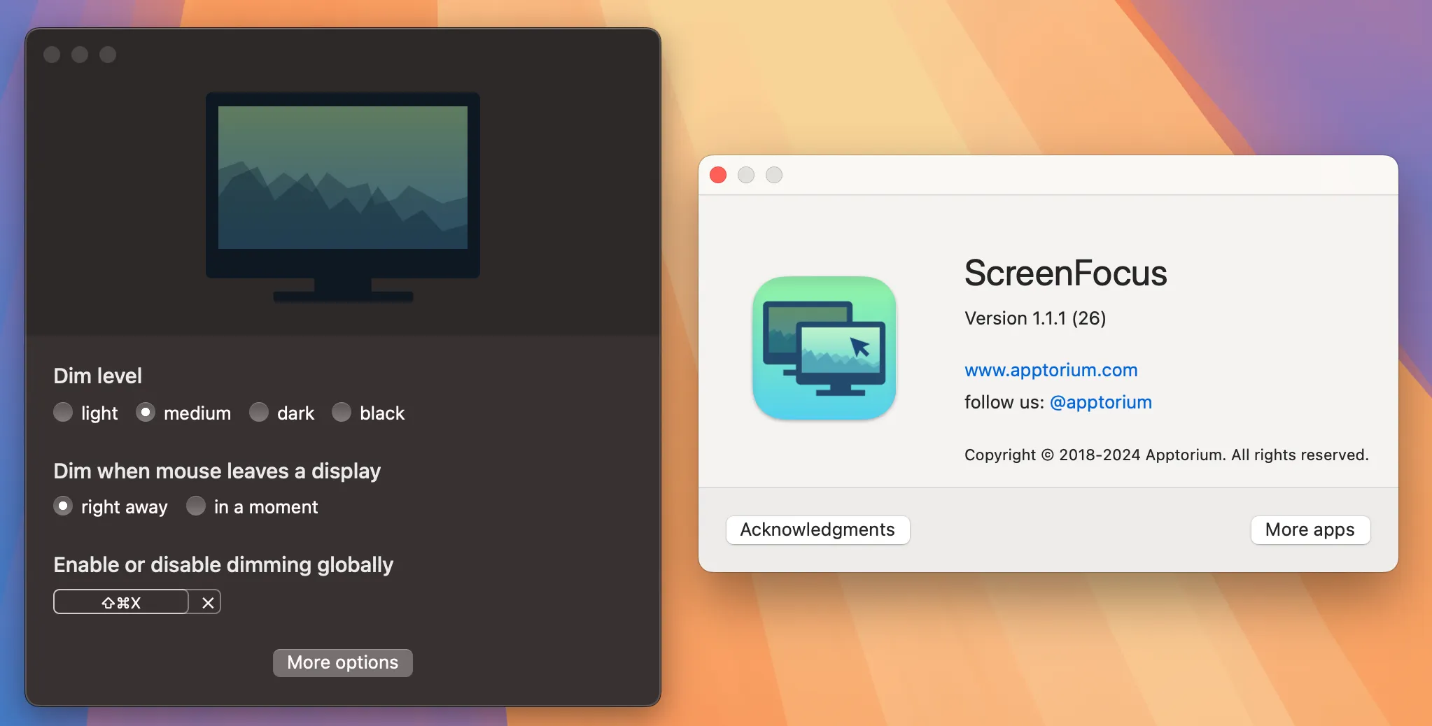 图片[1]破解版下载 | ScreenFocus 1.1.1 多显示器控制工具破解版下载 | MacPJ - 最新Mac软件与游戏破解版资源下载