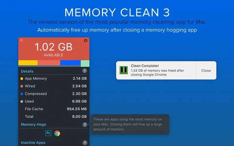 图片[1]破解版下载 | Memory Clean 3 1.0.24 强大的内存清理工具破解版下载 | MacPJ - 最新Mac软件与游戏破解版资源下载