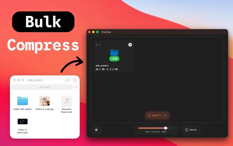 图片[1]破解版下载 | TinyFast 1.12 高效的图像与视频压缩工具 - MacPJ - 最新Mac软件与游戏破解版资源下载破解版下载 | MacPJ - 最新Mac软件与游戏破解版资源下载