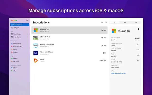 图片[1]破解版下载 | Subscriptions 2.99 轻松管理您的订阅服务 - MacPJ - 最新Mac软件与游戏破解版资源下载破解版下载 | MacPJ - 最新Mac软件与游戏破解版资源下载