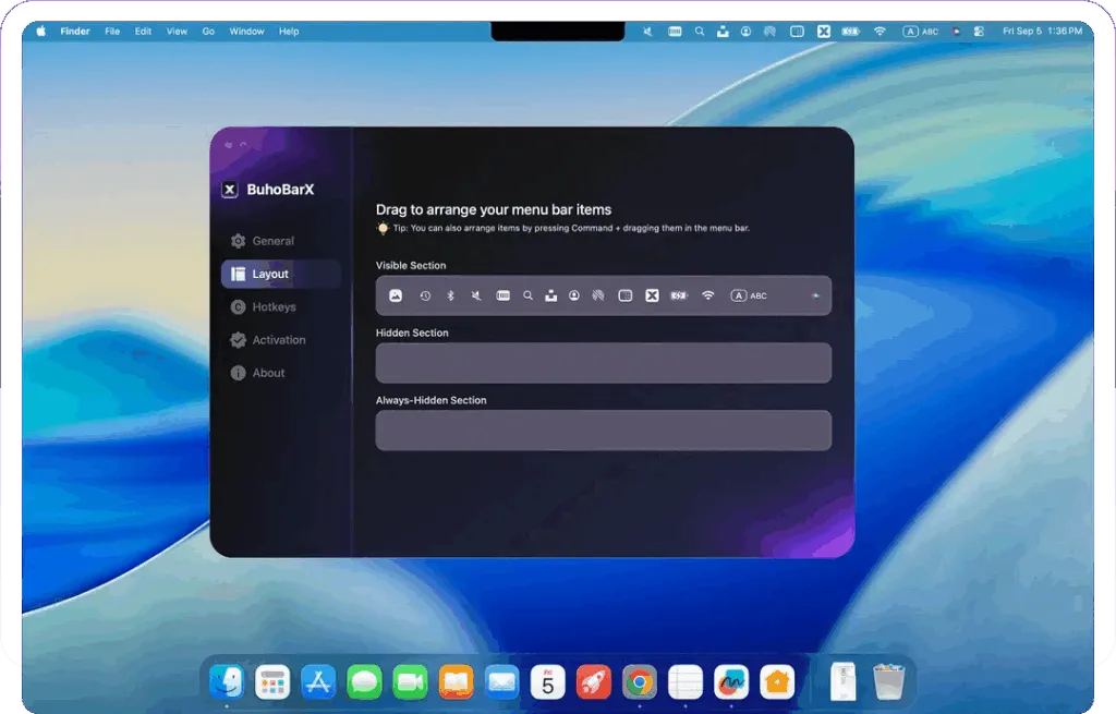 图片[1]破解版下载 | BuhoBarX 1.2.3 管理和清理菜单栏的完美工具 - MacPJ - 最新Mac软件与游戏破解版资源下载破解版下载 | MacPJ - 最新Mac软件与游戏破解版资源下载