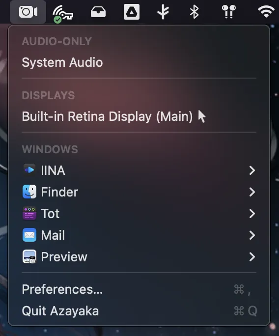 图片[1]破解版下载 | Azayaka 1.3 简单高效的屏幕录制工具 - MacPJ - 最新Mac软件与游戏破解版资源下载破解版下载 | MacPJ - 最新Mac软件与游戏破解版资源下载