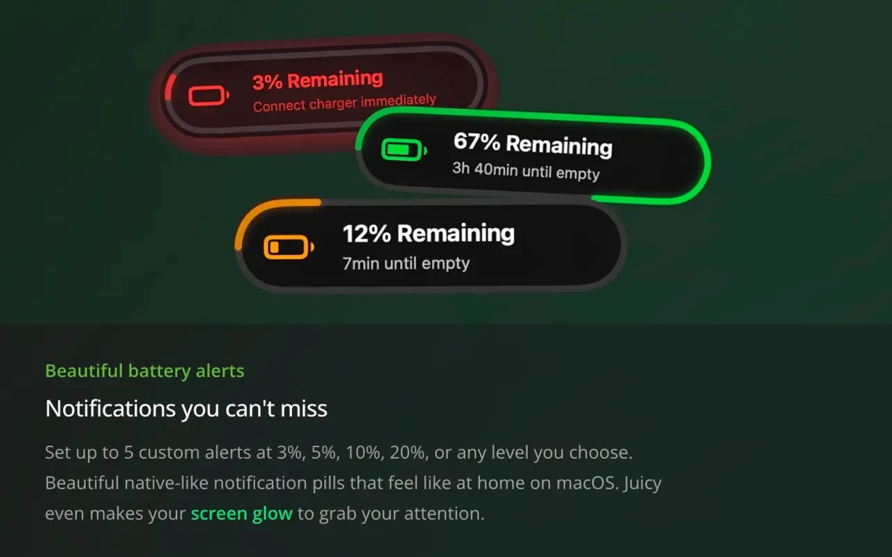 图片[1]破解版下载 | Juicy: Battery Alerts & Health 1.2.1 监控电池健康与状态 - MacPJ - 最新Mac软件与游戏破解版资源下载破解版下载 | MacPJ - 最新Mac软件与游戏破解版资源下载