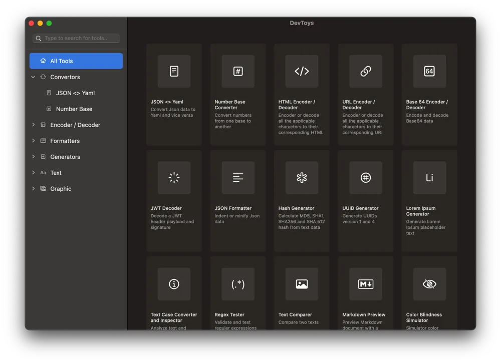图片[1]破解版下载 | DevToysMac 0.0.11 开发者必备工具箱 - MacPJ - 最新Mac软件与游戏破解版资源下载破解版下载 | MacPJ - 最新Mac软件与游戏破解版资源下载