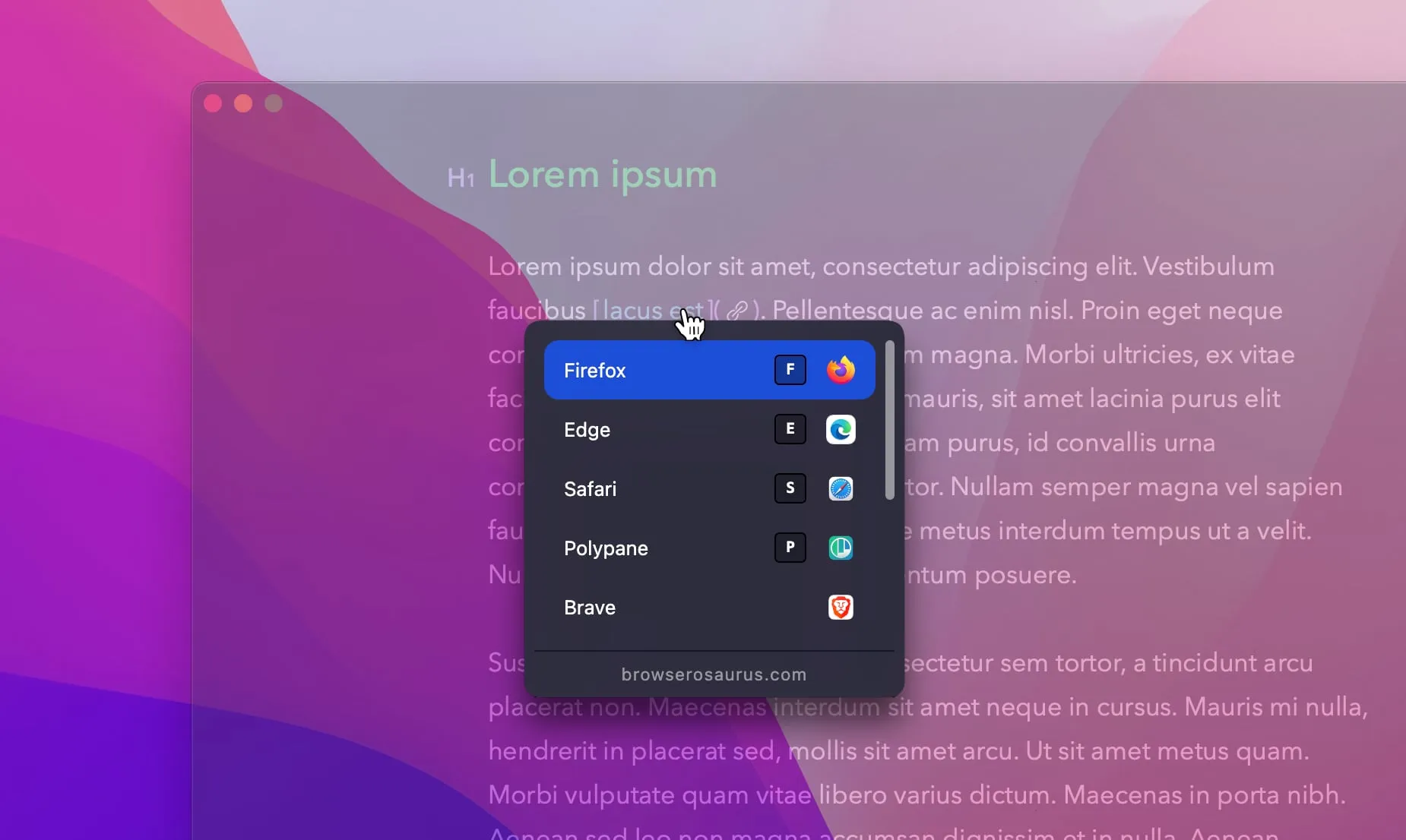 图片[1]破解版下载 | Browserosaurus 20.1.0 多浏览器切换利器 - MacPJ - 最新Mac软件与游戏破解版资源下载破解版下载 | MacPJ - 最新Mac软件与游戏破解版资源下载