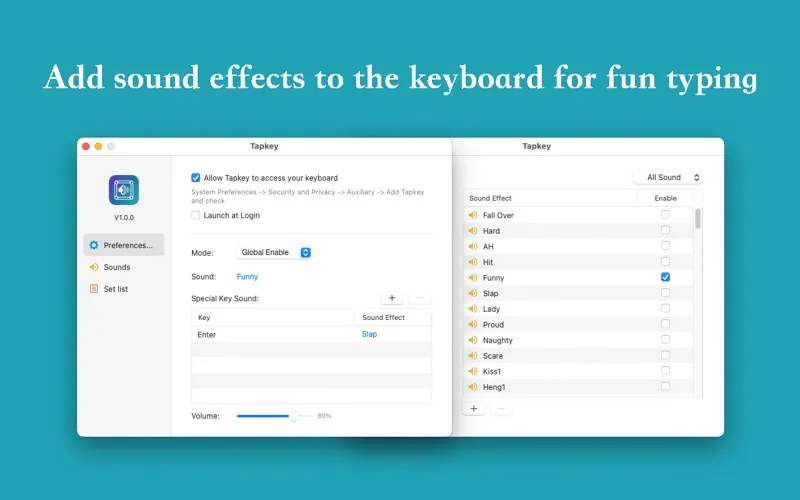 图片[1]破解版下载 | Tapkey 1.2.1 轻量级键盘音效工具 - MacPJ - 最新Mac软件与游戏破解版资源下载破解版下载 | MacPJ - 最新Mac软件与游戏破解版资源下载