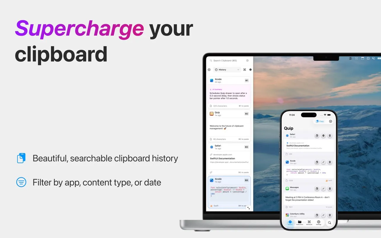 图片[1]破解版下载 | Quip 1.5 智能跨设备剪贴板管理工具 - MacPJ - 最新Mac软件与游戏破解版资源下载破解版下载 | MacPJ - 最新Mac软件与游戏破解版资源下载