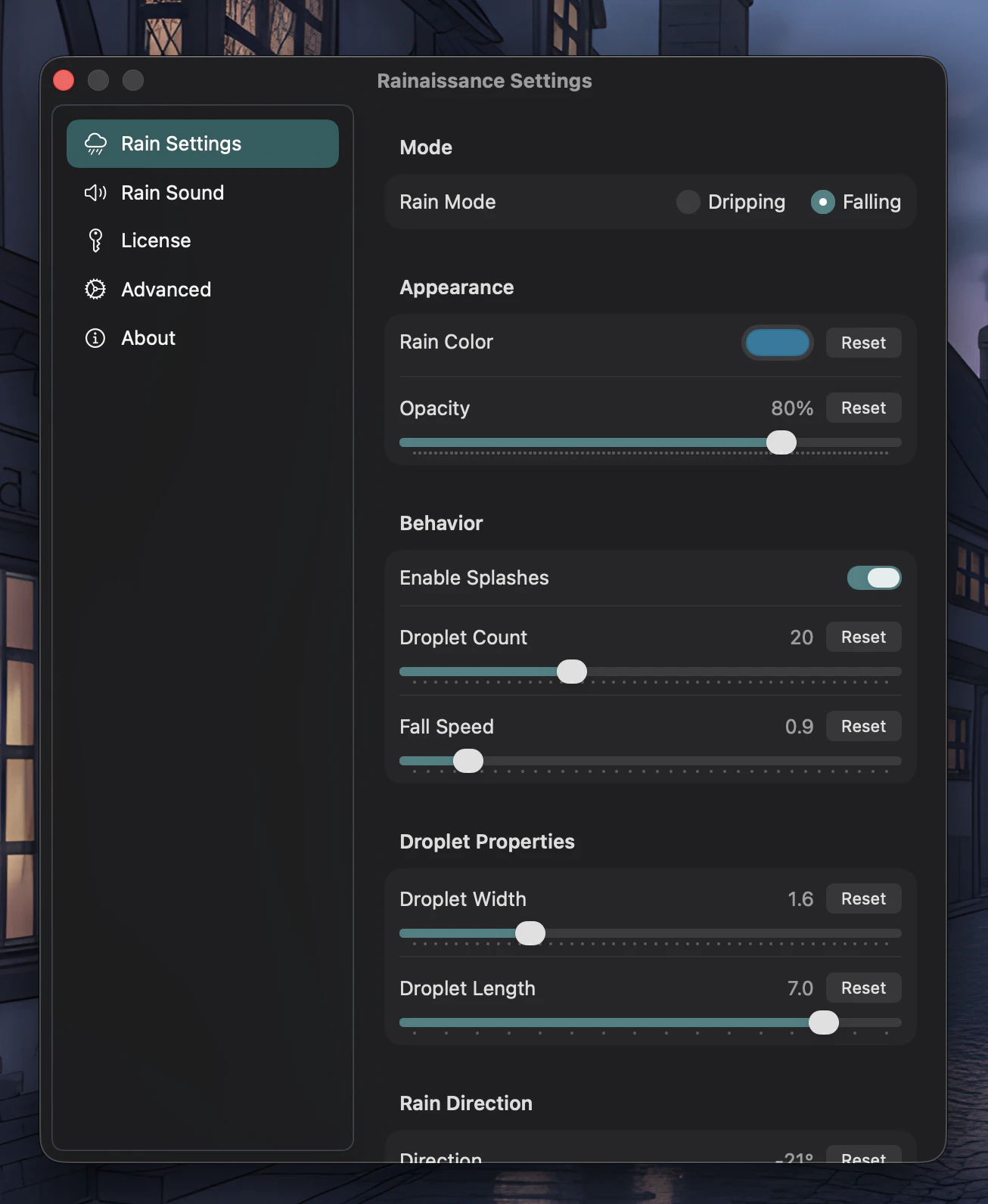 图片[1]破解版下载 | Rainaissance 2.2.2 享受雨雪模拟的宁静氛围 - MacPJ - 最新Mac软件与游戏破解版资源下载破解版下载 | MacPJ - 最新Mac软件与游戏破解版资源下载